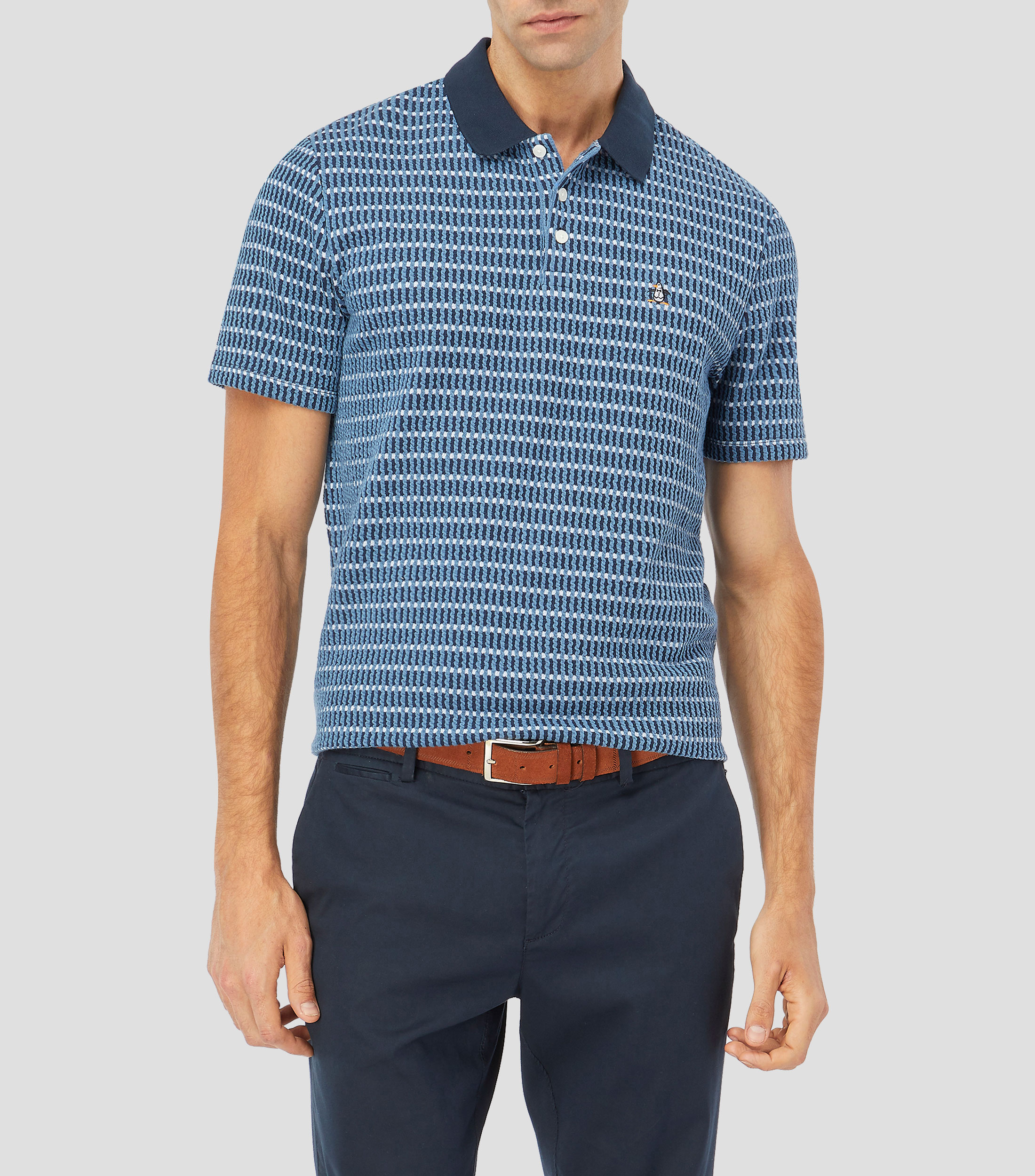 Playera tipo polo manga corta a rayas Hombre